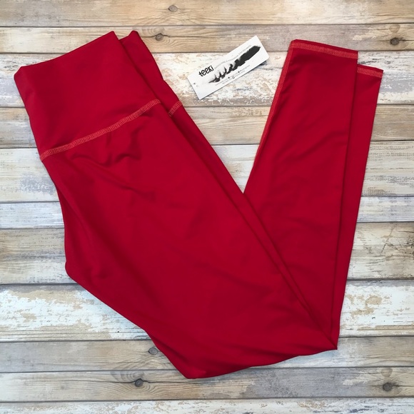 Teeki Hot Pant Red Yoga Leggings Women’s Large - Picture 4 of 12